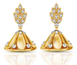 Vogue Crafts and Designs Pvt. Ltd. manufactures Gold and Diamond Jhumka Earrings at wholesale price.